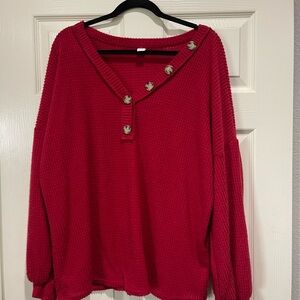 Long sleeve waffle knit shirt
